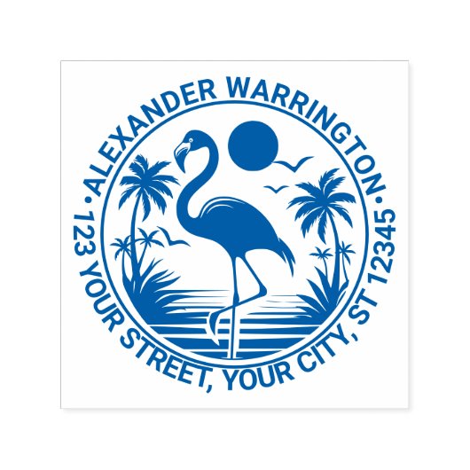 フラミンゴスタンディングパームツリーズ名差出人住所 セルフインキングスタンプ (デザイン)