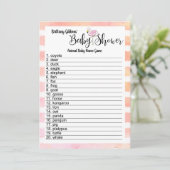 フラミンゴストライプベビー赤ちゃんシャワー動物の名前ゲーム 招待状 (スタンド正面)