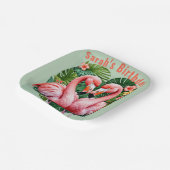 フラミンゴスネックスハート熱帯紙プレート ペーパープレート (傾斜あり)