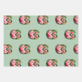 フラミンゴスネックピンクハートトロピカルラブヴィンテージ ラッピングペーパーシート (正面3)