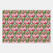 フラミンゴスネックピンクハートトロピカルラブヴィンテージ ラッピングペーパーシート (正面2)