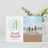 フラミンゴスノーグローブビーチフォトクリスマス シーズンカード (スタンド正面)