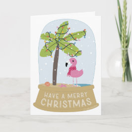 フラミンゴスノーグローブビーチメリークリスマス カード