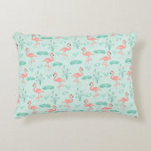 フラミンゴスピンクグリーン熱帯鳥トレンディー アクセントクッション (正面)