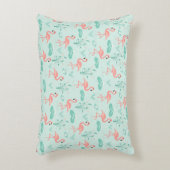 フラミンゴスピンクグリーン熱帯鳥トレンディー アクセントクッション (正面(垂直))