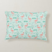 フラミンゴスピンクグリーン熱帯鳥トレンディー アクセントクッション (裏面)