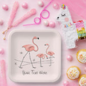 フラミンゴスピンクトリオ2文字スクエア ペーパープレート (パーティー)