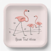 フラミンゴスピンクトリオ2文字スクエア ペーパープレート (正面)