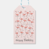 フラミンゴスピンクハッピーバースデーギフトラベル ギフトタグ (正面)