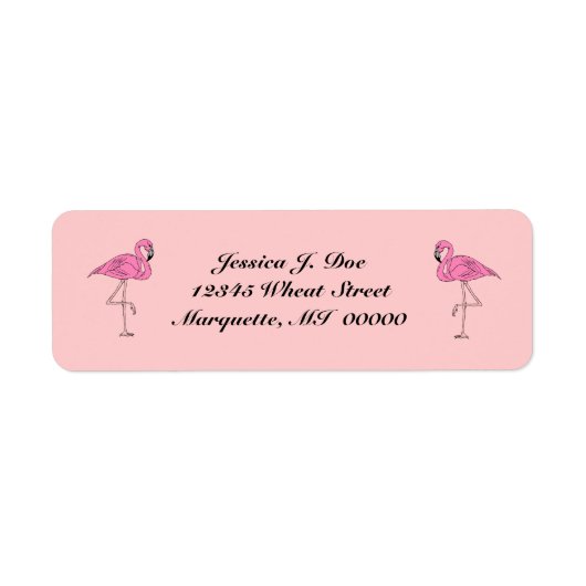 フラミンゴスピンク差出人住所ラベル ラベル (正面)