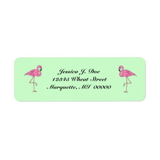 フラミンゴスピンク差出人住所ラベル ラベル (正面)