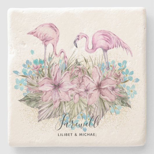 フラミンゴスフェアウェイバイオフボンボヤージギフトフレンズ ストーンコースター (正面)