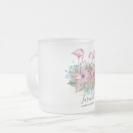 フラミンゴスフェアウェイバイオフボンボヤージギフトフレンズ フロストグラスマグカップ (正面左)
