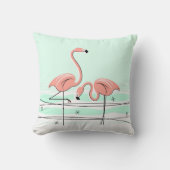 フラミンゴスペアアクアコーラルチェックバックスクエア クッション (正面)