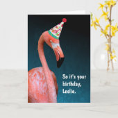 フラミンゴスペシャルハッピーバースデー カード (黄色い花)