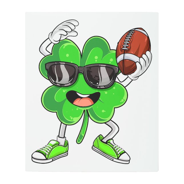 フラミンゴスマイラッキーチャームSt patricks dayシェナ メタルプリント (正面)