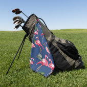 フラミンゴスラブパターン2 ゴルフタオル (グリーン)