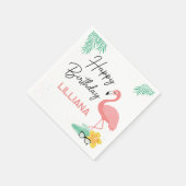 フラミンゴス&おもしろい熱帯ハッピーバースデー、任意の年齢 スタンダードカクテルナプキン (角)