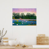 フラミンゴス – アンリ・ルソー・パープルのポスター ポスター (キッチン)