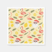 フラミンゴス&サンタクリスマス7月のパーティー スタンダードカクテルナプキン (正面)