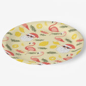 フラミンゴス&サンタクリスマス7月のパーティー ペーパープレート (アングル)