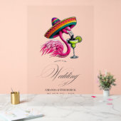 フラミンゴソンブレロとマルガリタフィエスタウェルカム アクリルサイン (ウェディング)