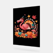 フラミンゴターキーキュートフラミンゴターキー秋リーフタ アクリルサイン (傾斜)