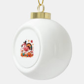 フラミンゴターキーキュートフラミンゴターキー秋リーフタ セラミックボールオーナメント (右)