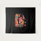 フラミンゴターキーキュートフラミンゴターキー秋リーフタ タペストリー (正面(横))