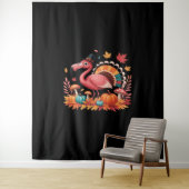 フラミンゴターキーキュートフラミンゴターキー秋リーフタ タペストリー (インサイチュ)