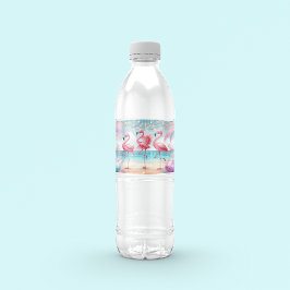 フラミンゴダンスとバースデーセレブレーションパーティー ペットボトルラベル