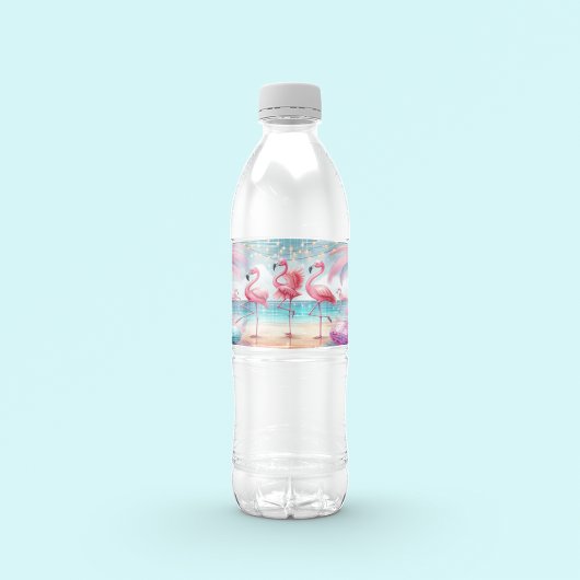 フラミンゴダンスとバースデーセレブレーションパーティー ペットボトルラベル
