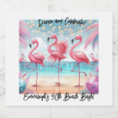 フラミンゴダンスとバースデーセレブレートパーティー ビールラベル (シングルラベル)