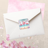 フラミンゴダンスと誕生祝いパーティー スクエアシール