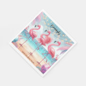 フラミンゴダンスと誕生祝いパーティー スタンダードランチョンナプキン (角)