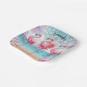 フラミンゴダンスと誕生祝いパーティー ペーパープレート (傾斜あり)