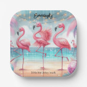 フラミンゴダンスと誕生祝いパーティー ペーパープレート (正面)