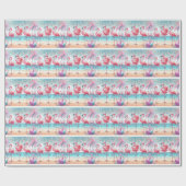 フラミンゴダンスと誕生祝いパーティー ラッピングペーパー (フラット)