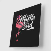 フラミンゴテーマ誕生日ギフト – Mama Bird Flamingo スクエア壁時計 (傾斜)