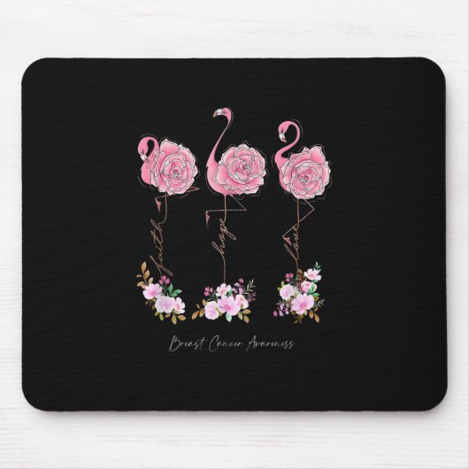 フラミンゴデイジー信仰ホープ愛の乳がん認識 マウスパッド (正面)