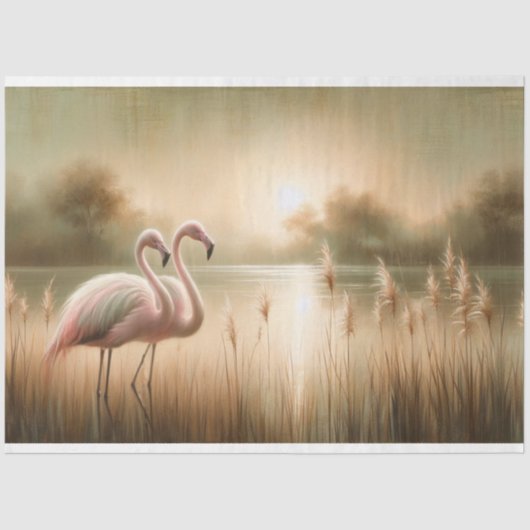 フラミンゴデコページティッシュペーパー 薄葉紙 (正面)