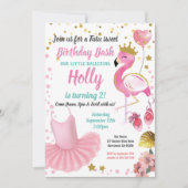 フラミンゴトゥトゥバレリナ少女誕生パーティー 招待状 (正面)