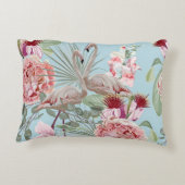 フラミンゴトレンディー花柄ブルー アクセントクッション (裏面)