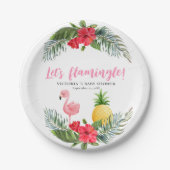 フラミンゴトロピカルその女の子の赤ちゃんシャワー ペーパープレート (正面)