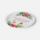 フラミンゴトロピカルその女の子の赤ちゃんシャワー ペーパープレート (アングル)