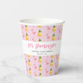 フラミンゴトロピカルその女の子の赤ちゃんシャワー 紙コップ (裏面)