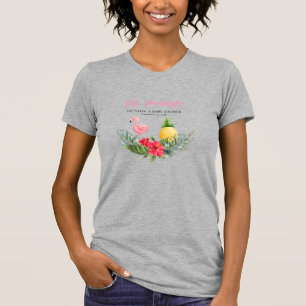 フラミンゴトロピカルその女の子の赤ちゃんシャワー Tシャツ