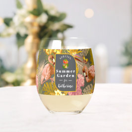 フラミンゴトロピカルガーデンダークグレー ステムなしワイングラス