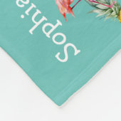 フラミンゴトロピカルパイナップルの女のパーソナライズされた子名 フリースブランケット (角)