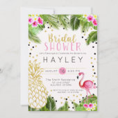 フラミンゴトロピカルパイナップルブライダルシャワー招待状 招待状 (正面)